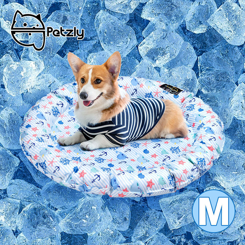 Petzly Pet Cool Gel Mat Dog Cat Bed Non-Toxic Cooling Dog Summer Pad Round 72CM - Sunyee