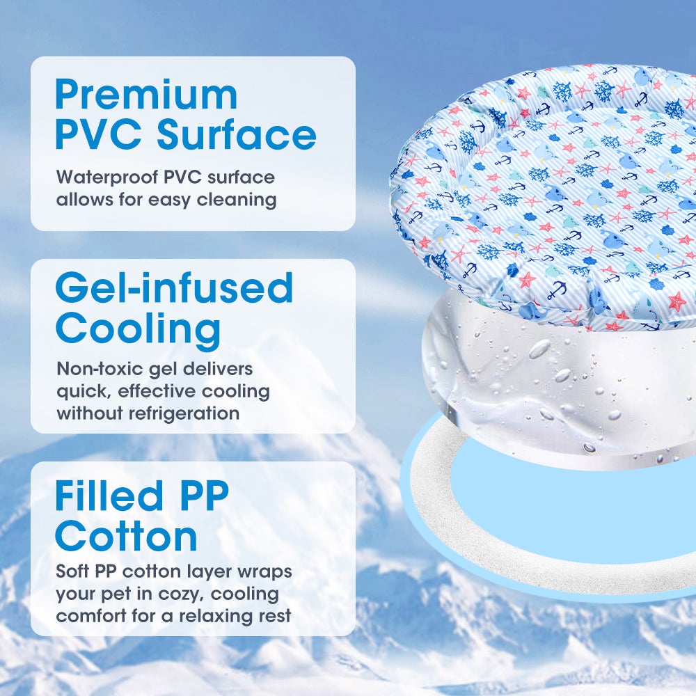 Petzly Pet Cool Gel Mat Dog Cat Bed Non-Toxic Cooling Dog Summer Pad Round 62CM - Sunyee