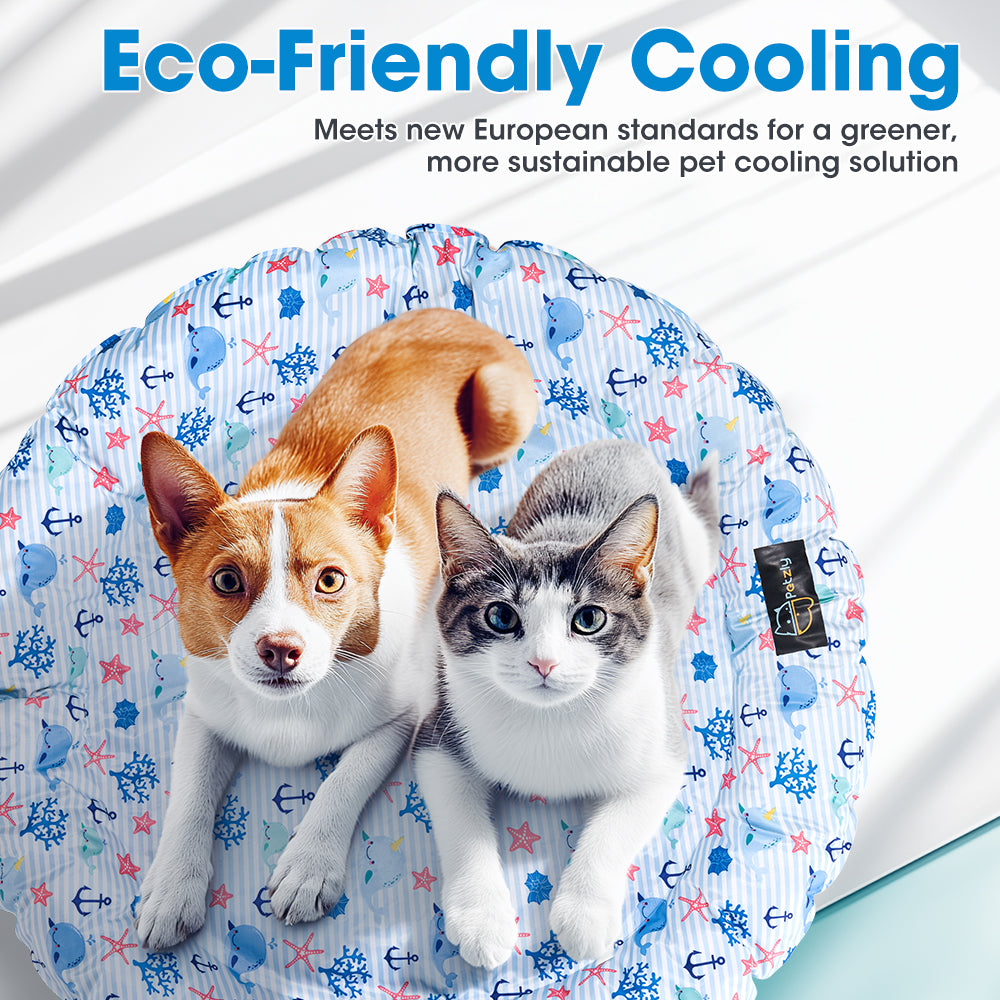 Petzly Pet Cool Gel Mat Dog Cat Bed Non-Toxic Cooling Dog Summer Pad Round 62CM - Sunyee