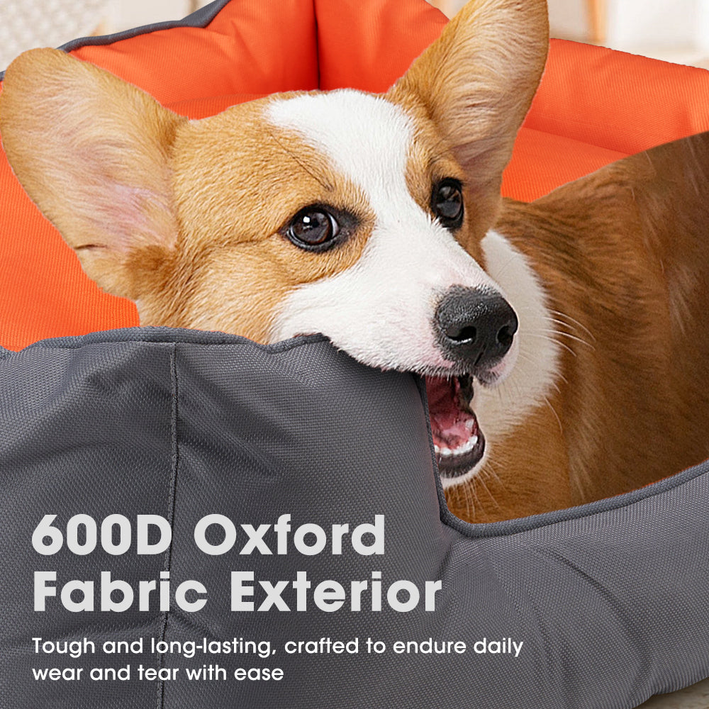 Petzly M/L/XL/XXL/XXXL Waterproof Pet Dog Bed Sofa Black/Grey&Orange - Sunyee