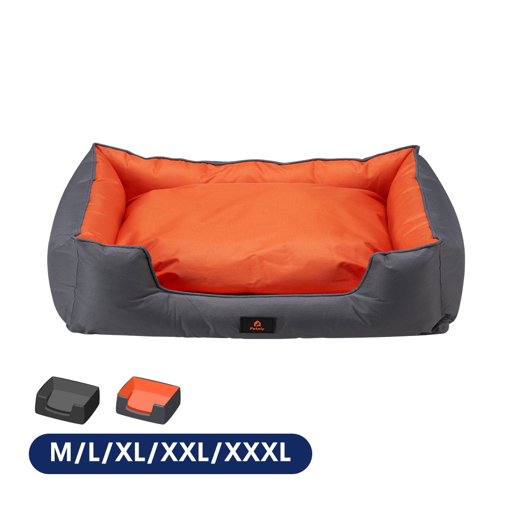 Petzly M/L/XL/XXL/XXXL Waterproof Pet Dog Bed Sofa Black/Grey&Orange - Sunyee