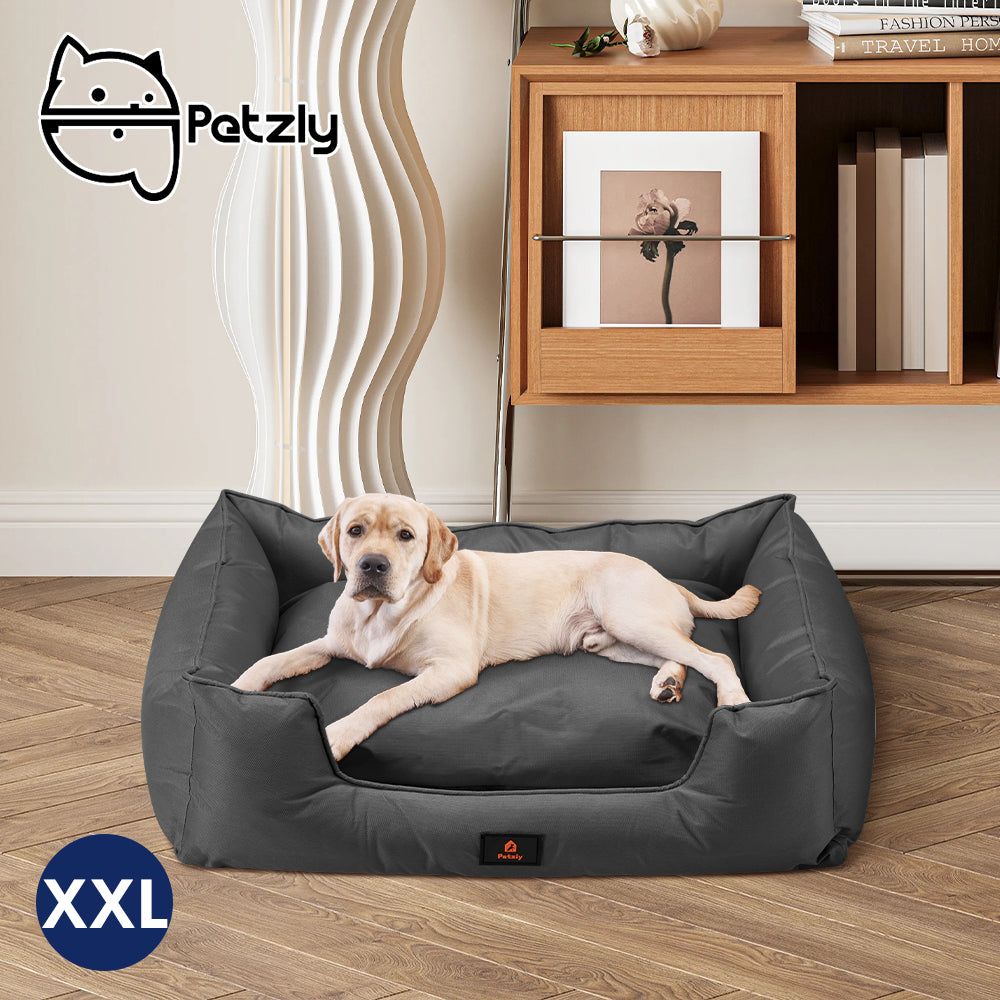 Petzly M/L/XL/XXL/XXXL Waterproof Pet Dog Bed Sofa Black/Grey&Orange - Sunyee
