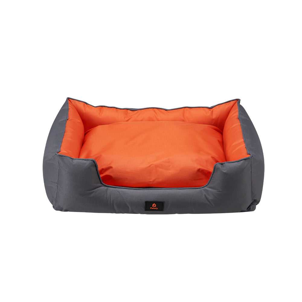 Petzly M/L/XL/XXL/XXXL Waterproof Pet Dog Bed Sofa Black/Grey&Orange - Sunyee