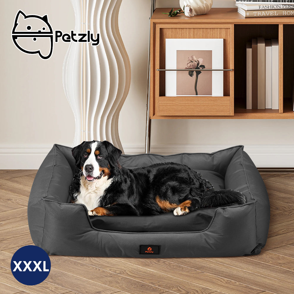 Petzly M/L/XL/XXL/XXXL Waterproof Pet Dog Bed Sofa Black/Grey&Orange - Sunyee