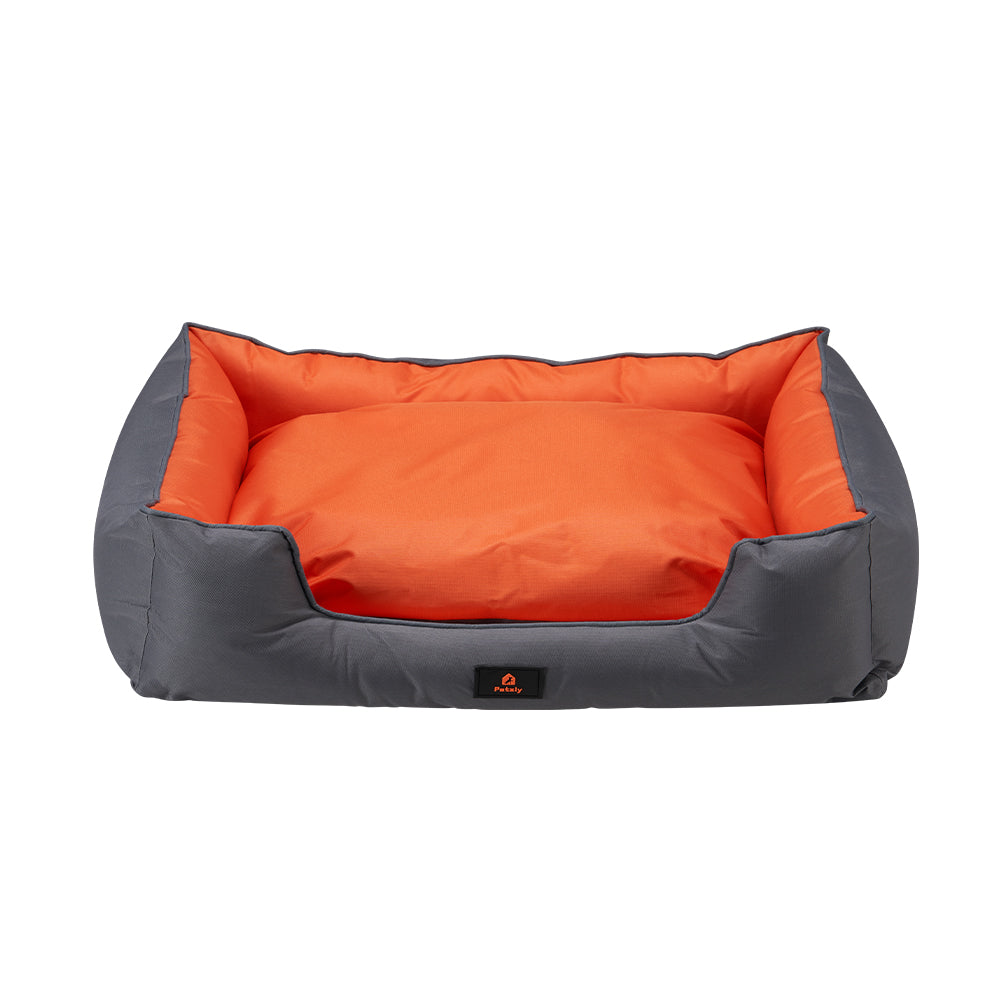 Petzly M/L/XL/XXL/XXXL Waterproof Pet Dog Bed Sofa Black/Grey&Orange - Sunyee