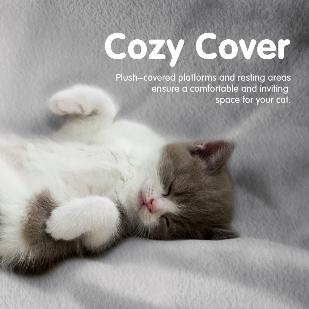 Petzly Cat Tree Tower Scratching Post Scratcher Condo House Bed 142cm Grey - Sunyee