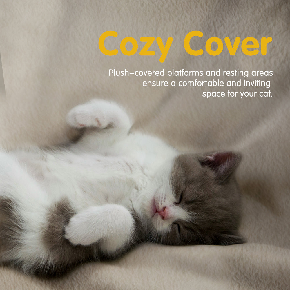 Petzly Cat Tree Tower Scratching Post Scratcher Condo House Bed 180cm Beige - Sunyee