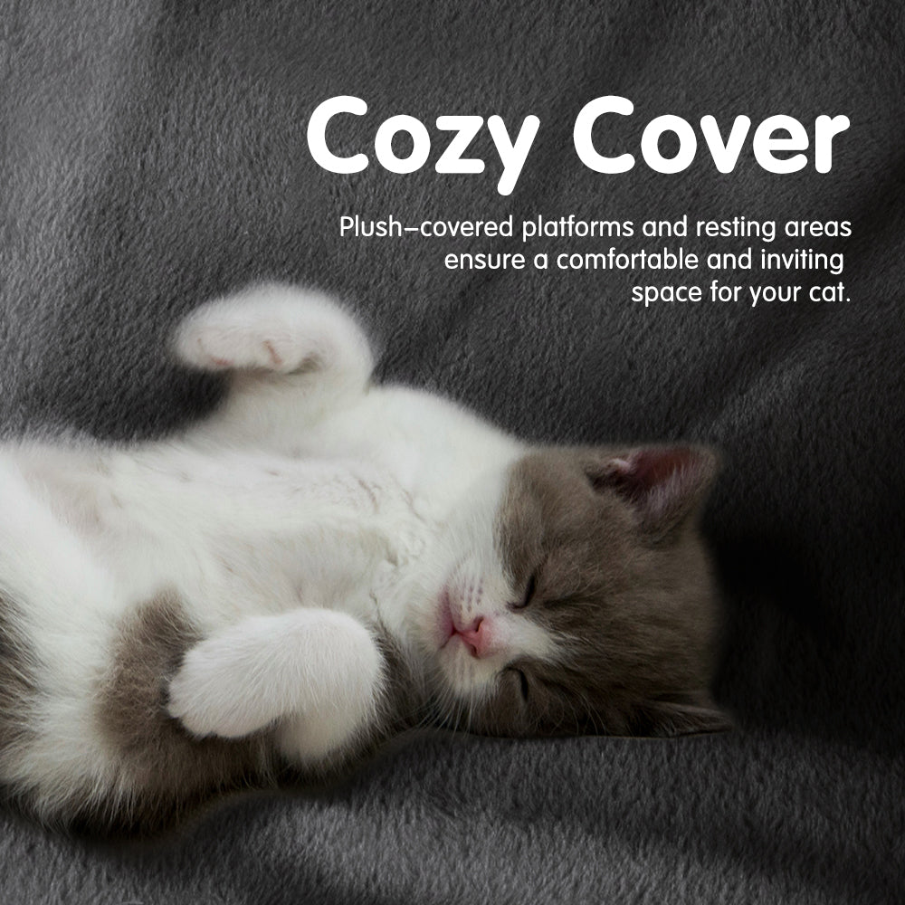 Petzly Cat Tree Tower Scratching Post Scratcher Condo House Bed 180cm Dark Grey - Sunyee