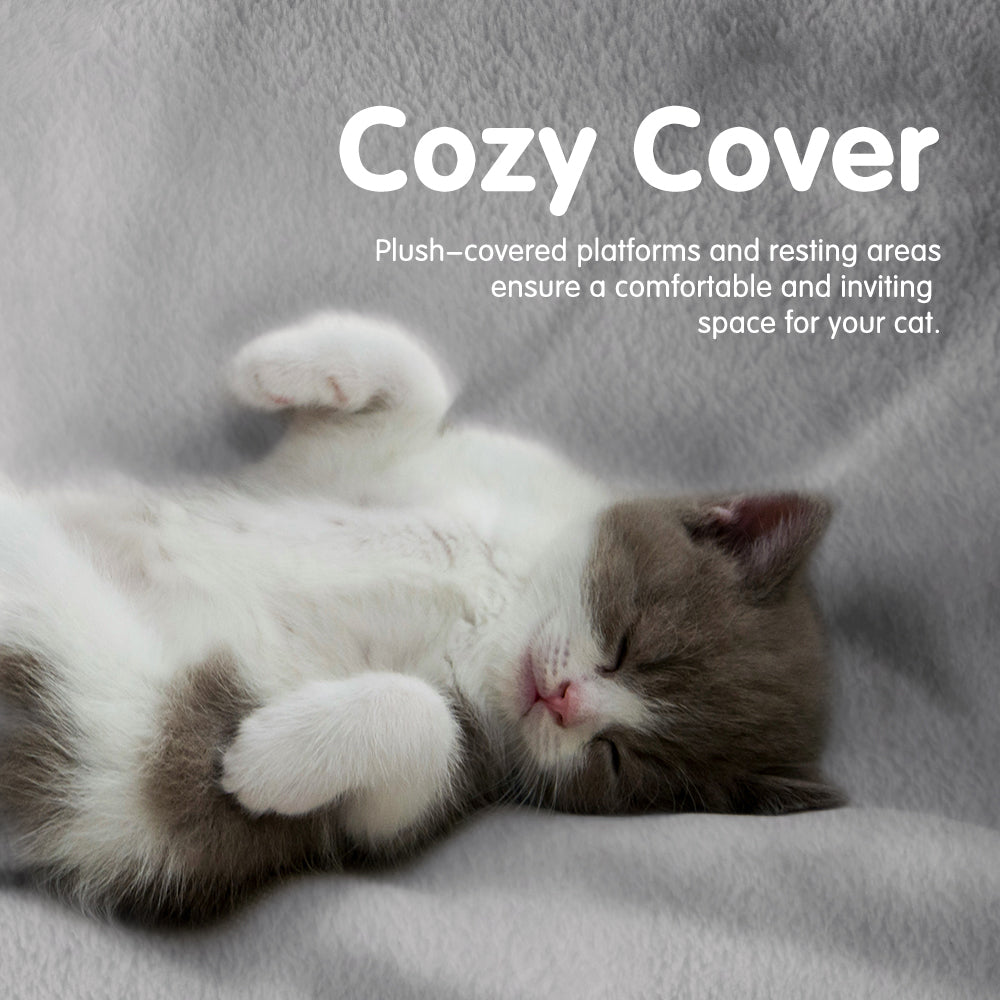 Petzly Cat Tree Tower Scratching Post Scratcher Condo 180cm Beige/Dark Grey/Grey - Sunyee