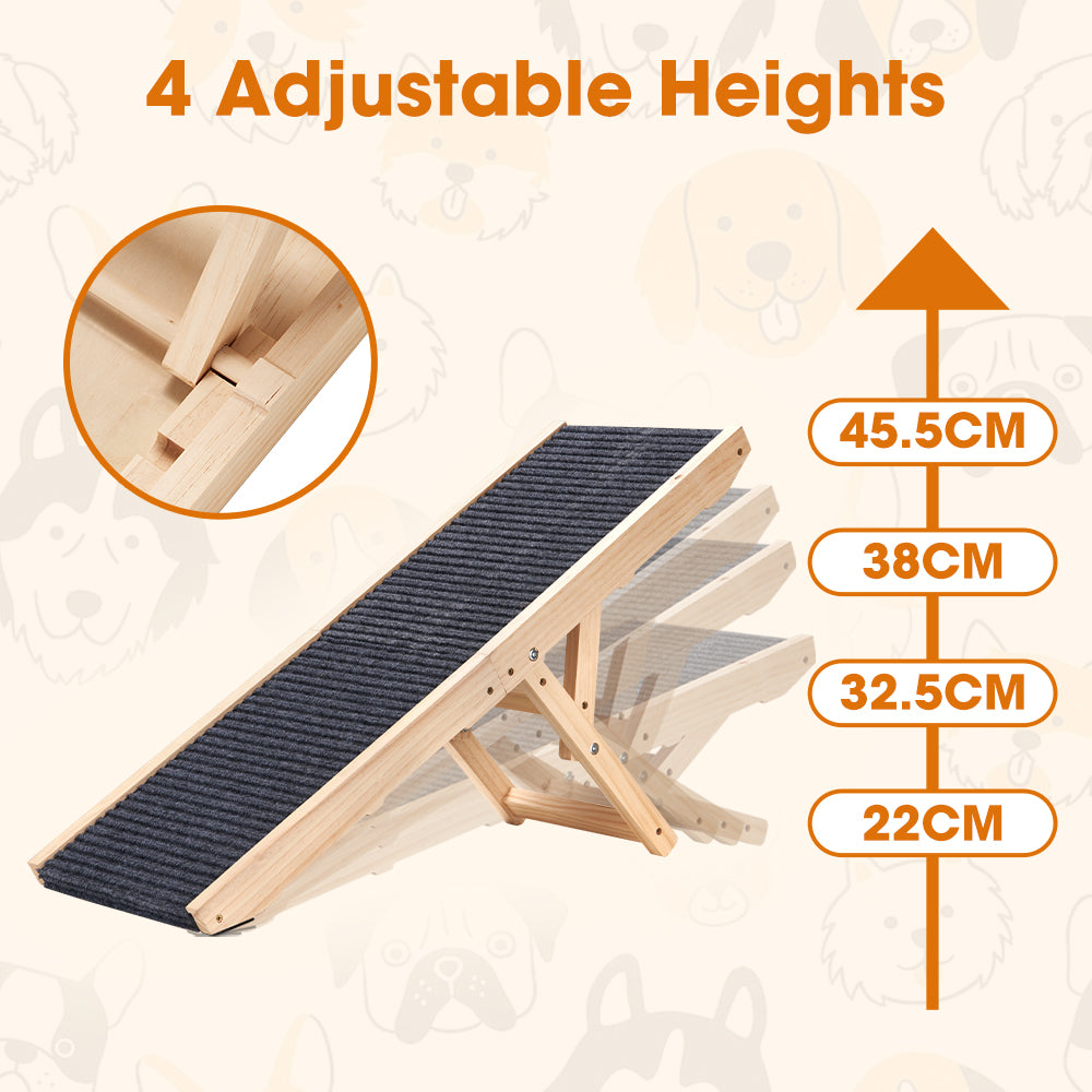 Petzly Foldable Dog Ramps Adjustable 4 Heights Pet Ramp Folding Large/Small - Sunyee