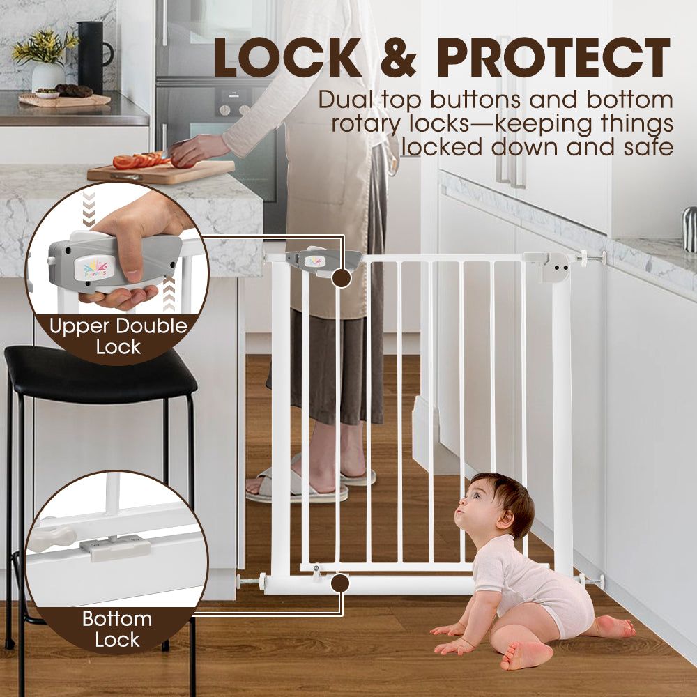 Playpals Adjustable Metal Baby Safety Security Gate with Pressure Mount Fastening S/M/L - Sunyee