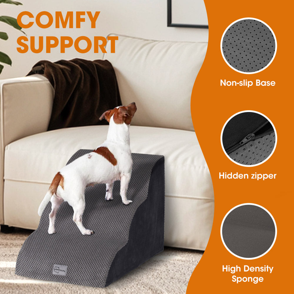 Petzly 3/4/5 Tiers Dog Steps Pet Stairs Ramp Portable Bed Ladder Washable Cover