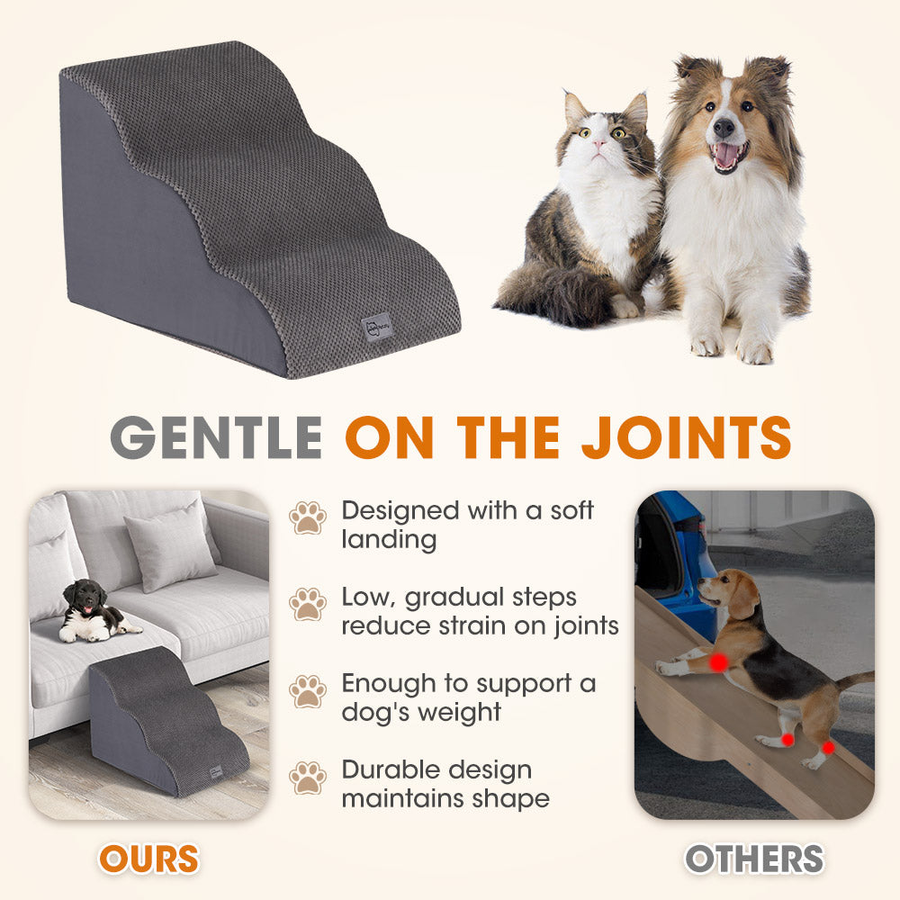 Petzly 3/4/5 Tiers Dog Steps Pet Stairs Ramp Portable Bed Ladder Washable Cover
