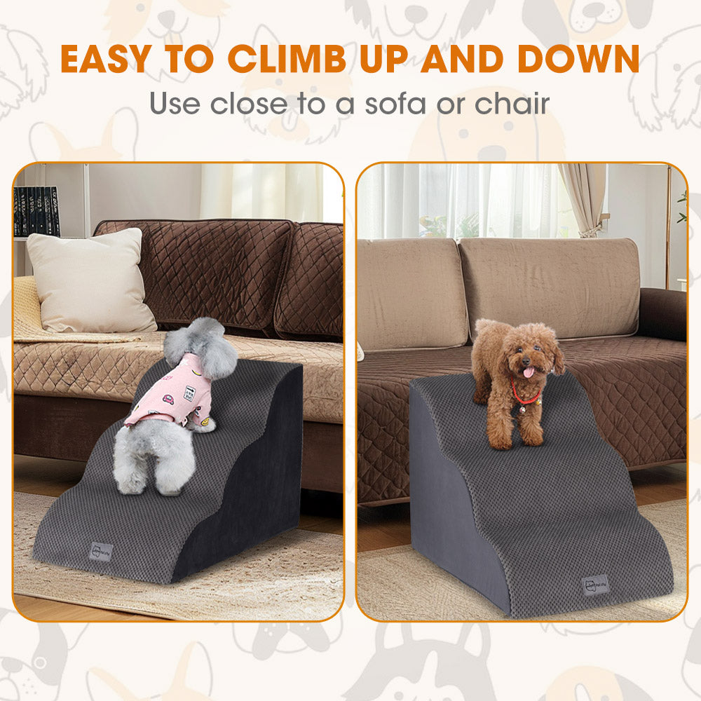 Petzly 3/4/5 Tiers Dog Steps Pet Stairs Ramp Portable Bed Ladder Washable Cover