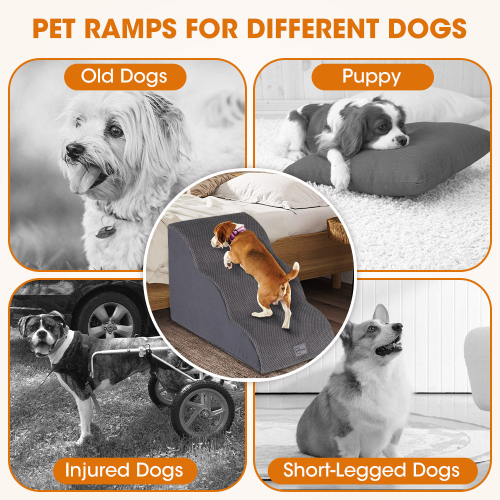 Petzly 3/4/5 Tiers Dog Steps Pet Stairs Ramp Portable Bed Ladder Washable Cover