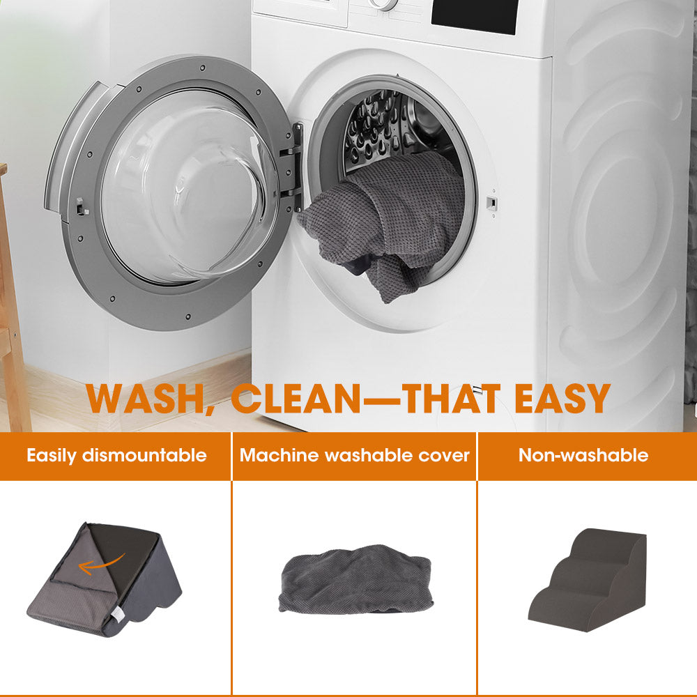 Petzly 3/4/5 Tiers Dog Steps Pet Stairs Ramp Portable Bed Ladder Washable Cover - Sunyee