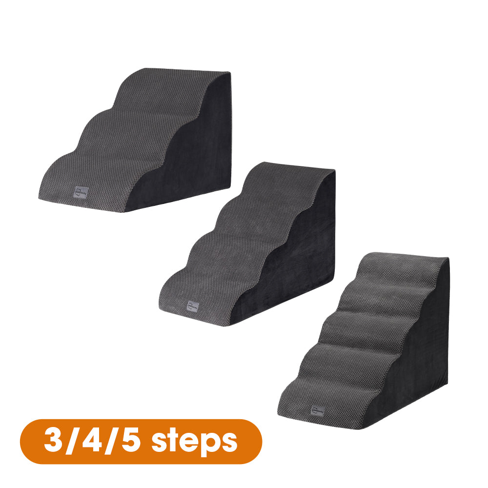 Petzly 3/4/5 Tiers Dog Steps Pet Stairs Ramp Portable Bed Ladder Washable Cover
