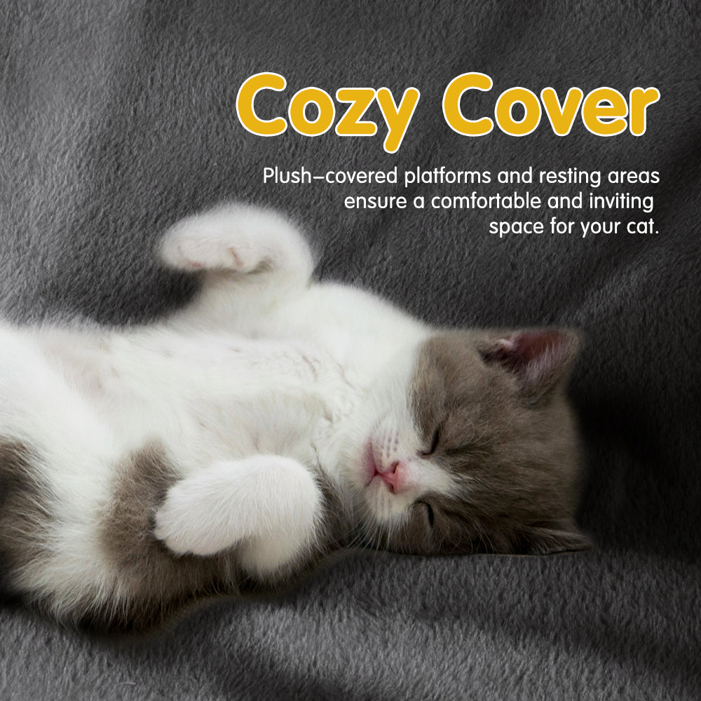 Petzly Cat Tree Tower Scratching Post Scratcher Condo 85cm Beige/Dark Grey/Grey - Sunyee