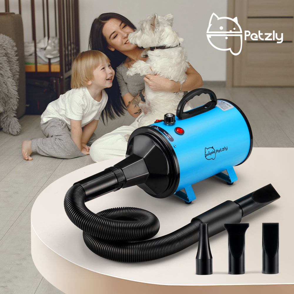 Petzly 3200W Pet Hair Dryer Blow Cat Dog Grooming Hairdryer Blower 3 Nozzles - Sunyee