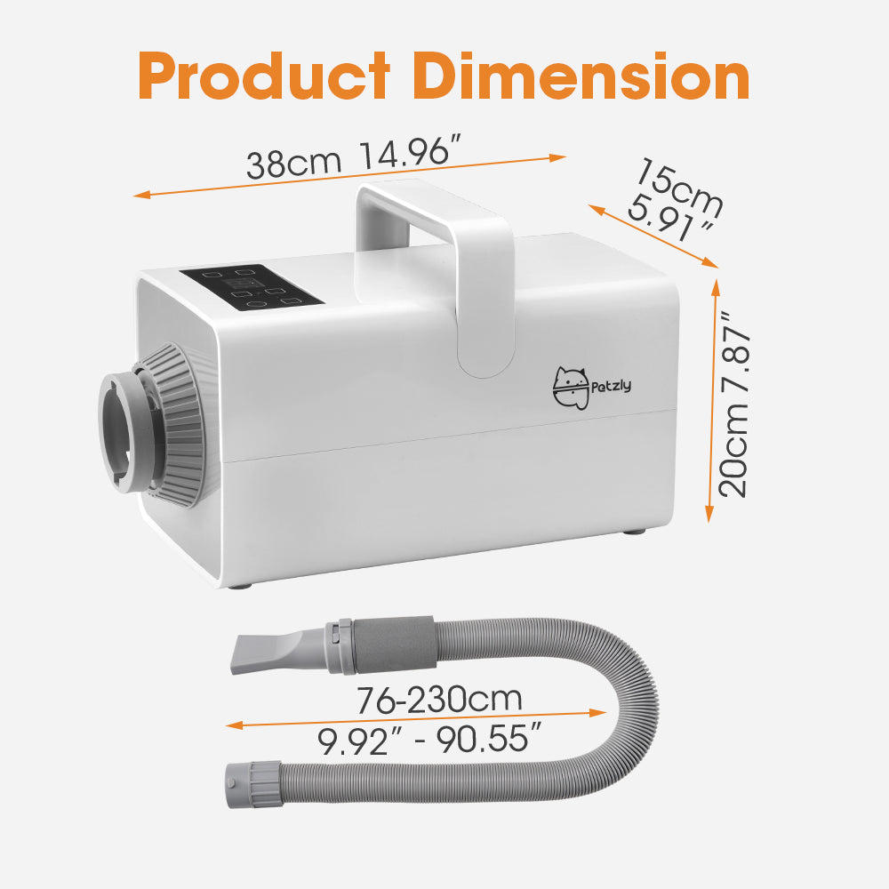 Petzly 3200W Pet Hair Dryer Blower LCD Touch Cat Dog Grooming 4 Nozzles - Sunyee