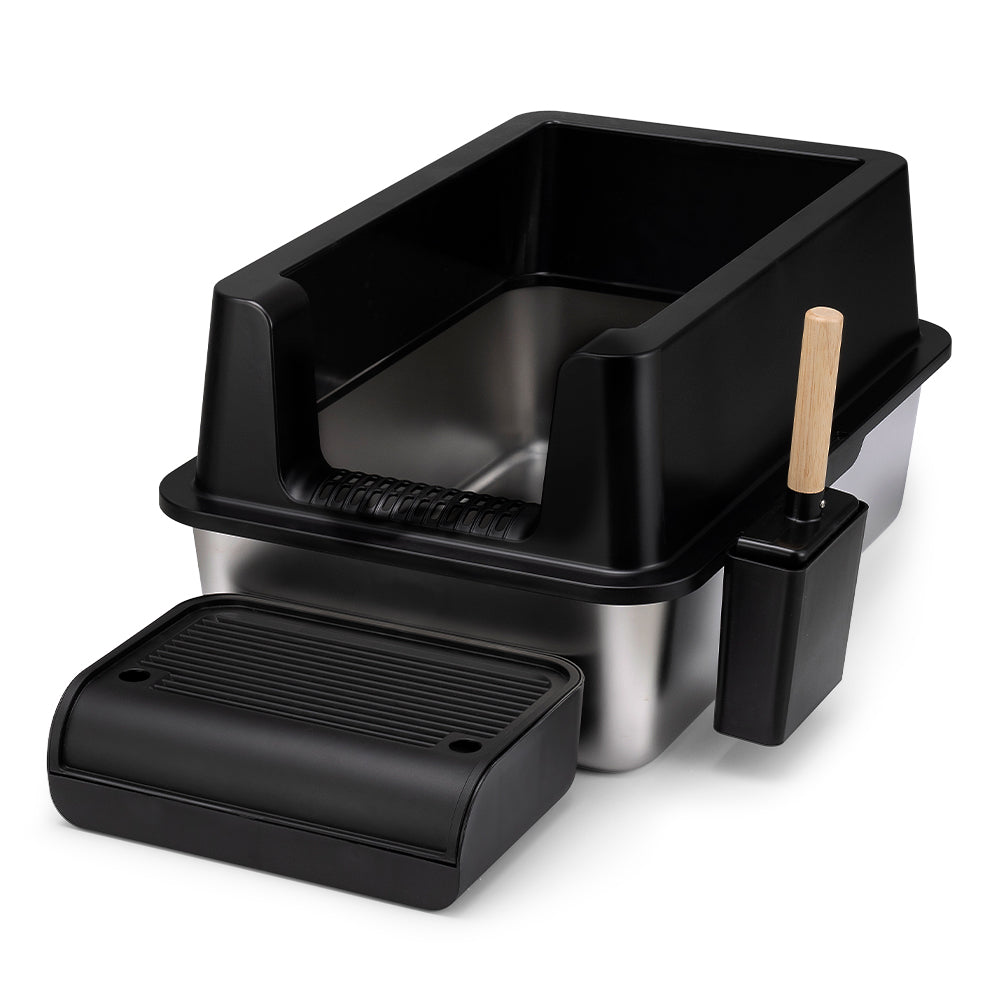 Petzly Stainless Steel Semi-Enclosed XXL Cat Litter Box Non Stick Leak-Proof - Sunyee