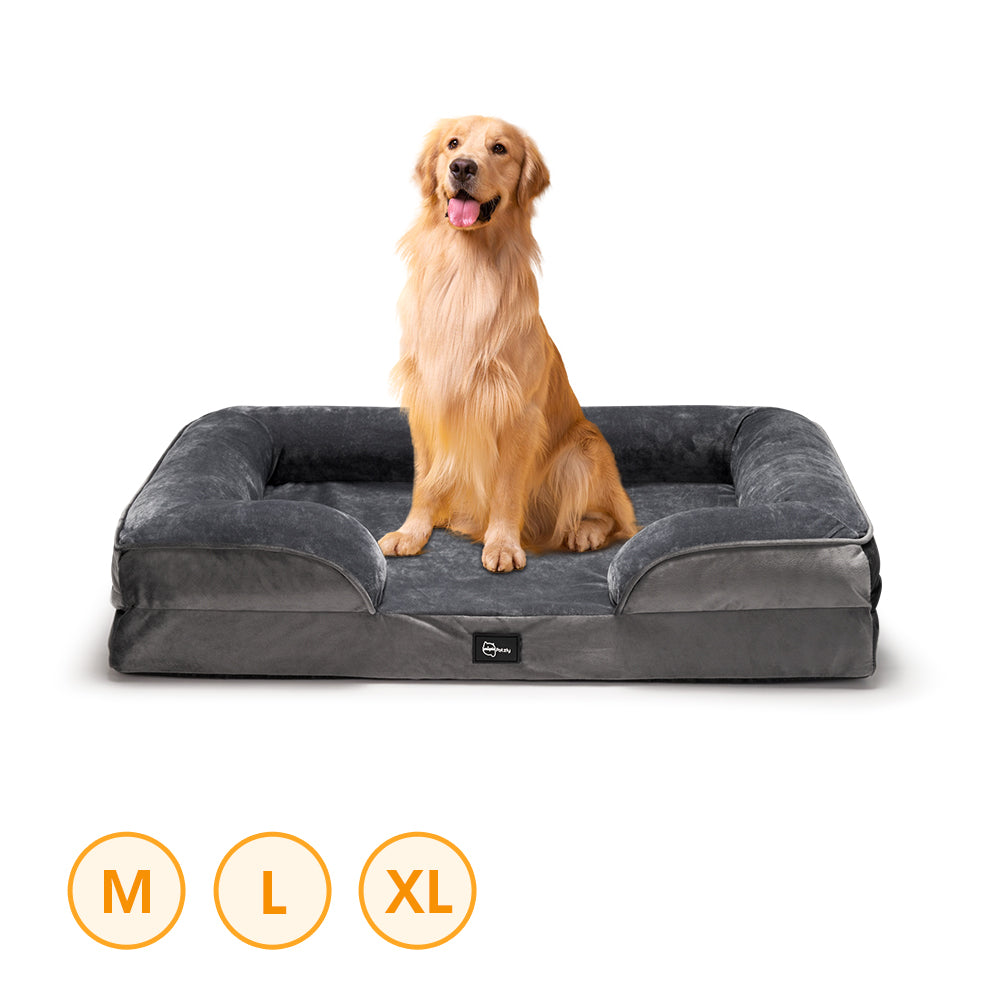 Petzly Dog Bed Sides Egg-Crate Foam Removable Washable Cover Grey - Sunyee