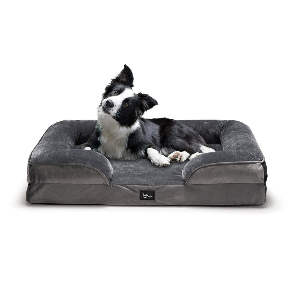 Petzly Dog Bed Sides Egg-Crate Foam Removable Washable Cover Grey - Sunyee