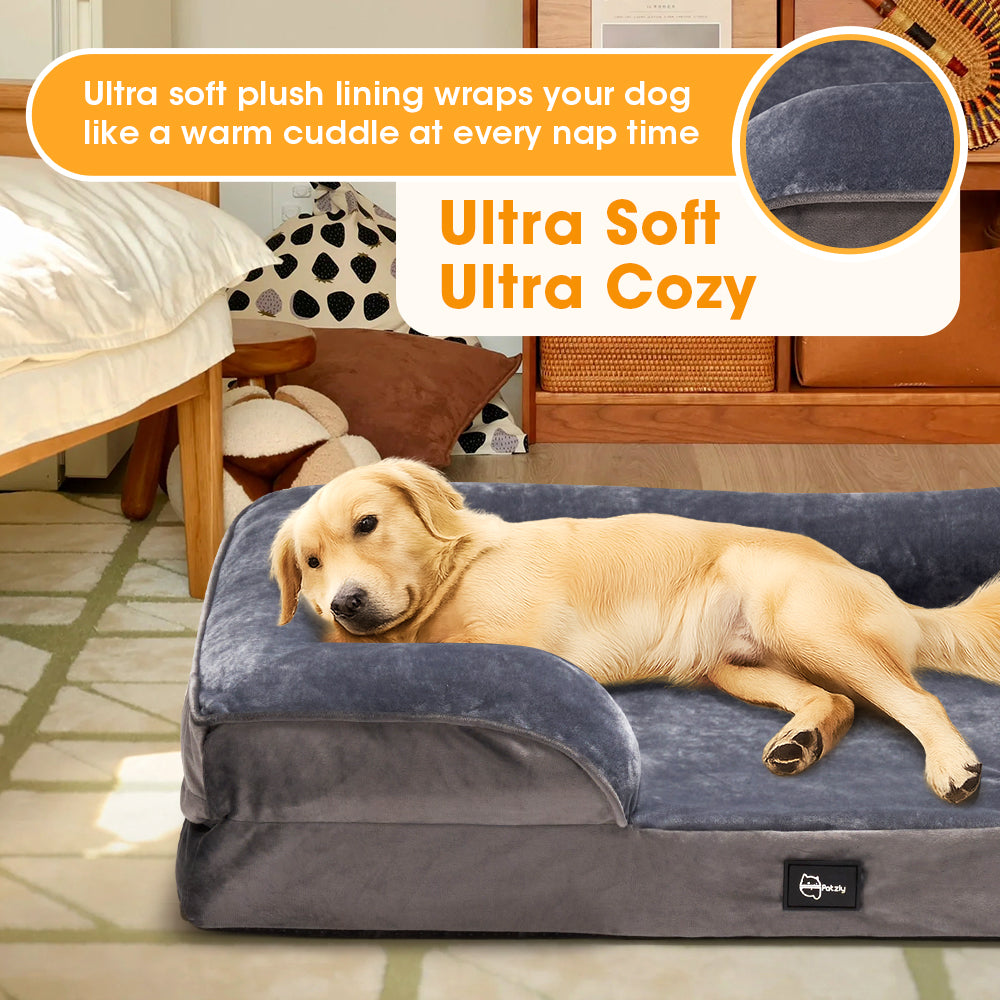 Petzly Dog Bed Sides Egg-Crate Foam Removable Washable Cover Grey - Sunyee