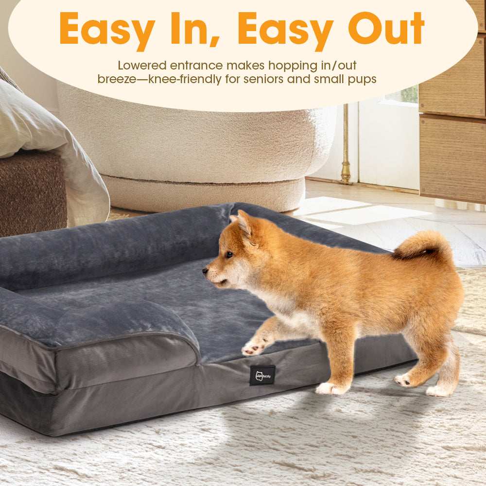 Petzly Dog Bed Sides Egg-Crate Foam Removable Washable Cover Grey - Sunyee