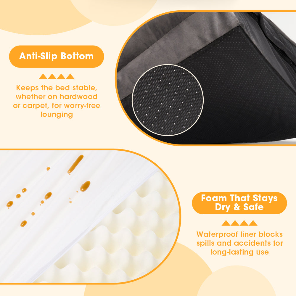 Petzly Dog Bed Sides Egg-Crate Foam Removable Washable Cover Grey - Sunyee