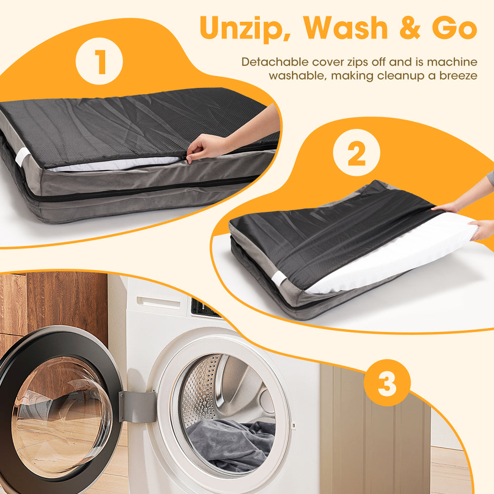 Petzly Dog Bed Sides Egg-Crate Foam Removable Washable Cover Grey - Sunyee