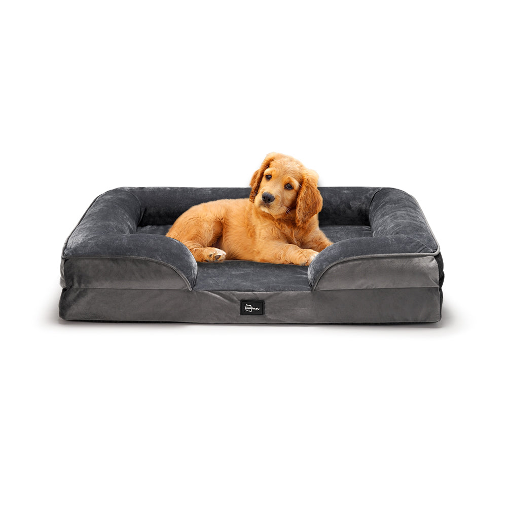 Petzly Dog Bed Sides Egg-Crate Foam Removable Washable Cover Grey - Sunyee