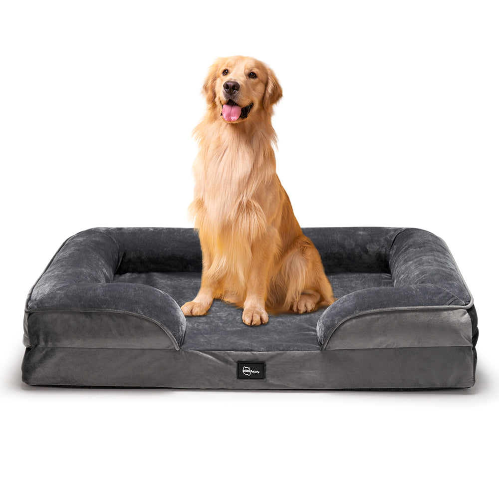 Petzly Dog Bed Sides Egg-Crate Foam Removable Washable Cover Grey - Sunyee