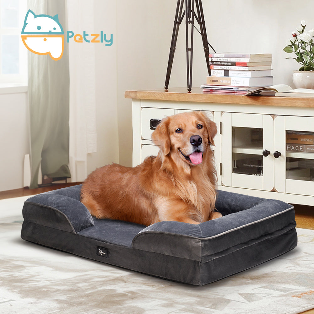 Petzly Dog Bed Sides Egg-Crate Foam Removable Washable Cover Grey - Sunyee