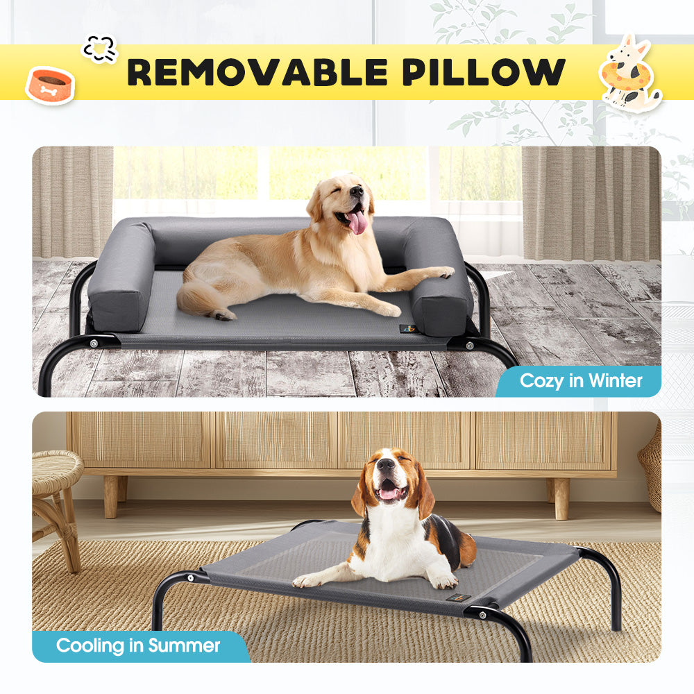 Petzly Cooling Dog Bed with Pillows for Large Dogs Washable Durable - Sunyee