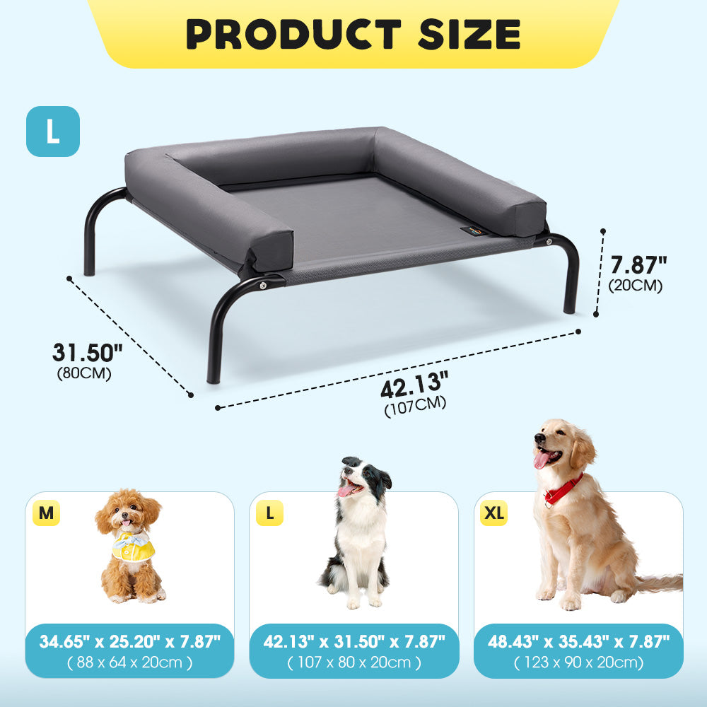 Petzly Cooling Dog Bed with Pillows for Large Dogs Washable Durable - Sunyee