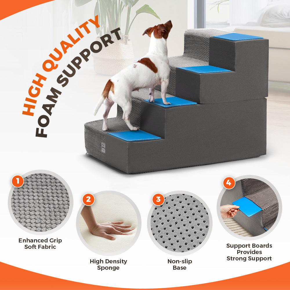 Petzly Dog Ramp Steps Pet Stairs Portable Indoor for Bed Sofa Couch - Sunyee