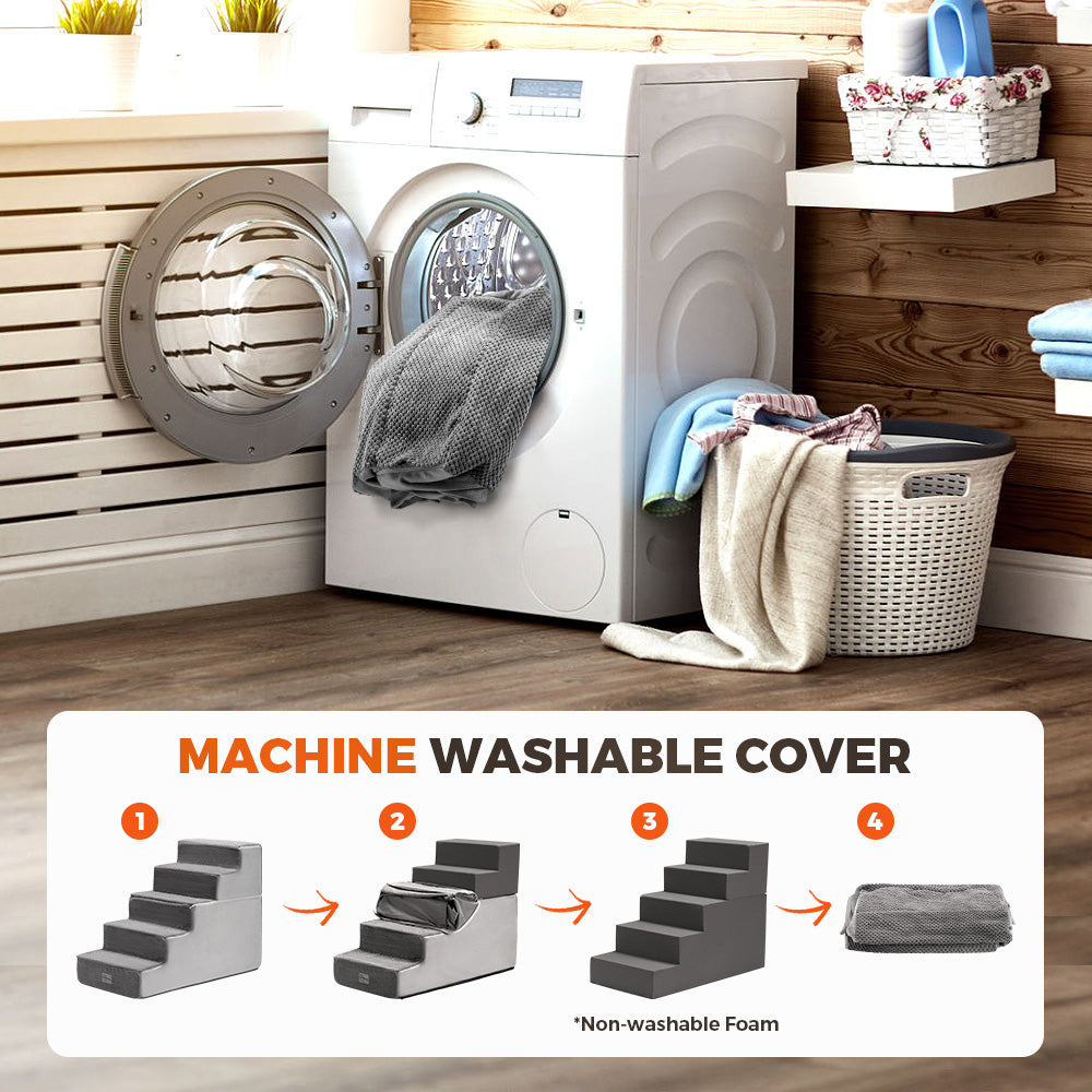 Petzly Dog Ramp Steps Pet Stairs Portable Indoor for Bed Sofa Couch - Sunyee