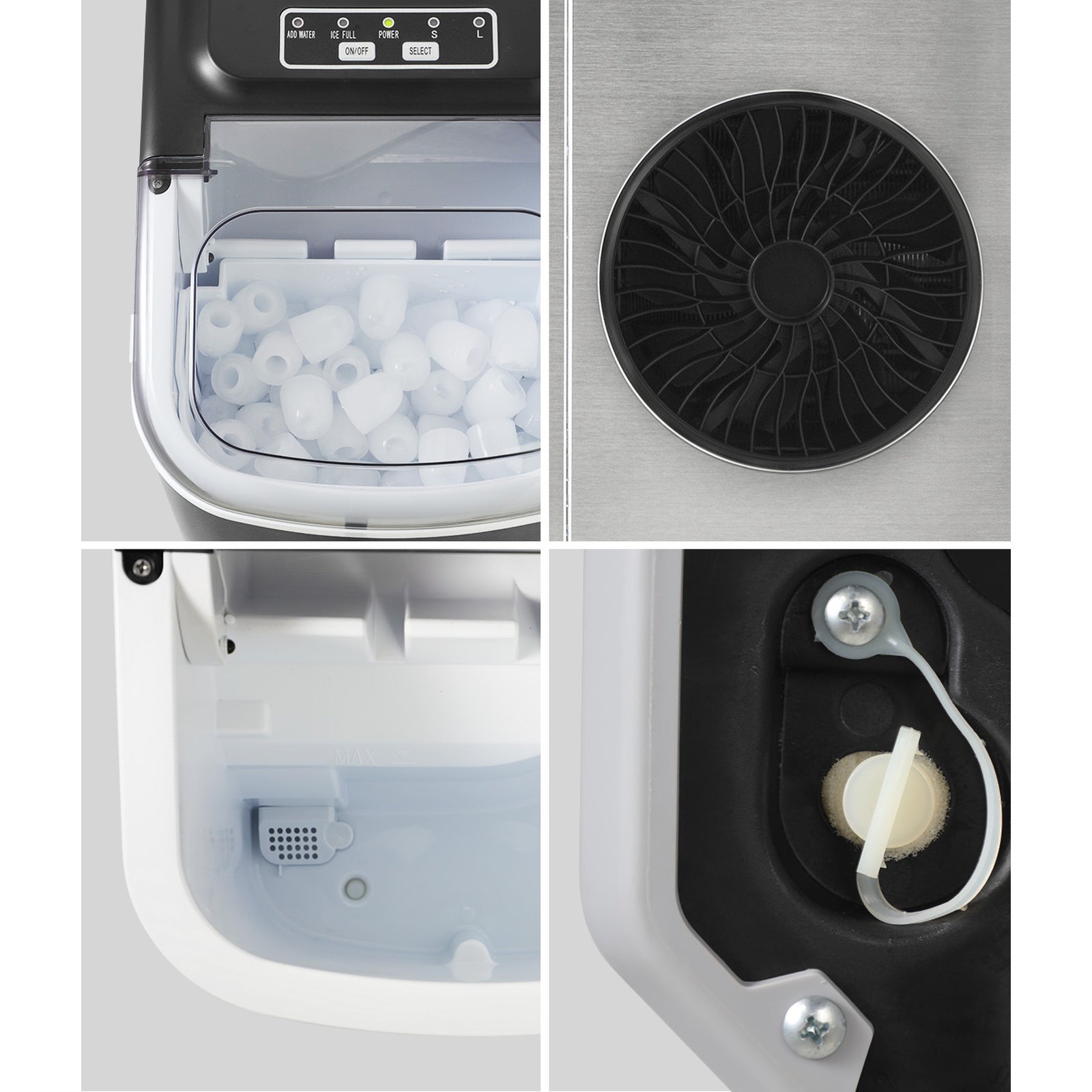 Vevare Portable Ice Maker Machine Ice Cube Tray 12kg Bar Countertop Stainless - Sunyee