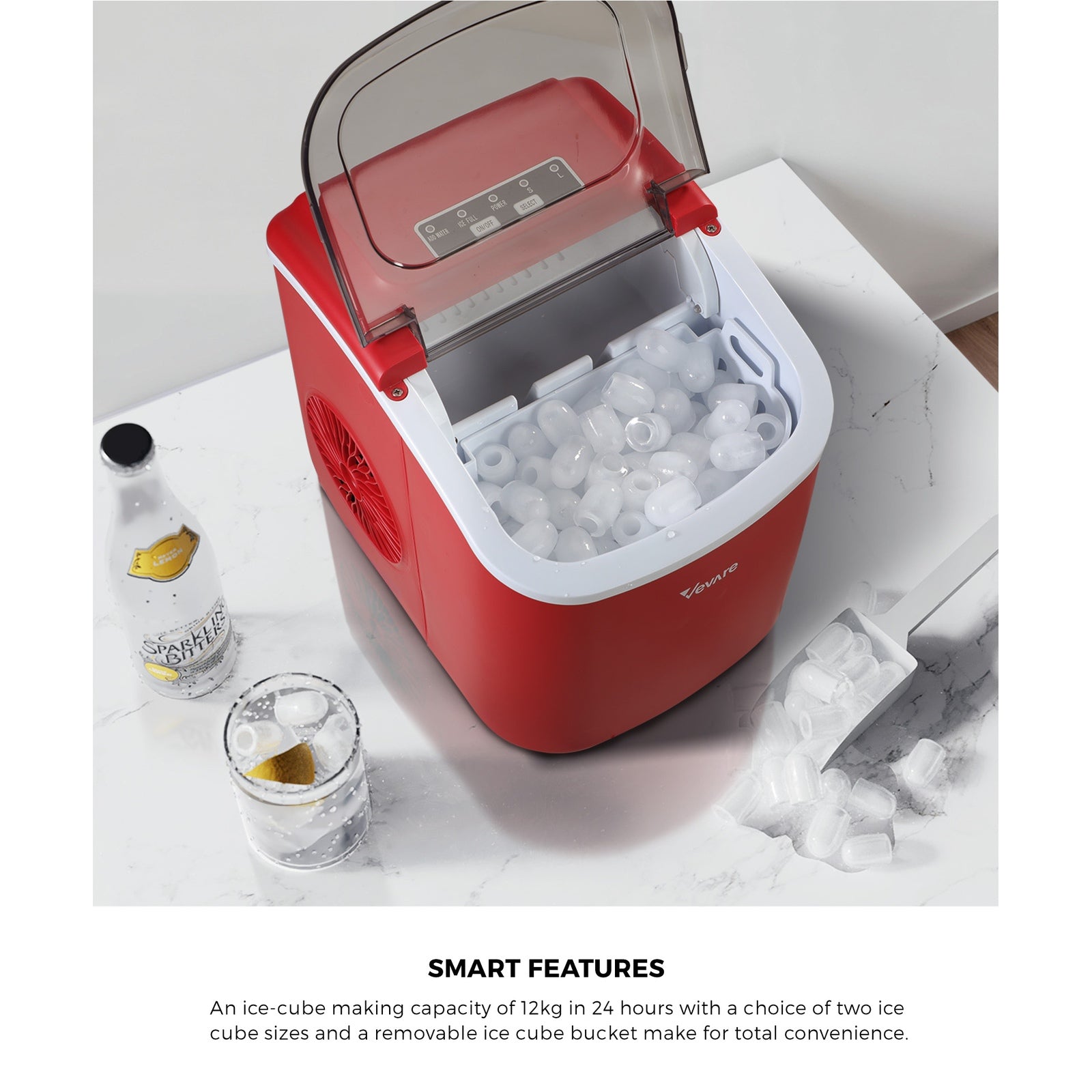 Vevare Portable Ice Maker Machine Ice Cube Tray 12kg Bar Countertop - Sunyee