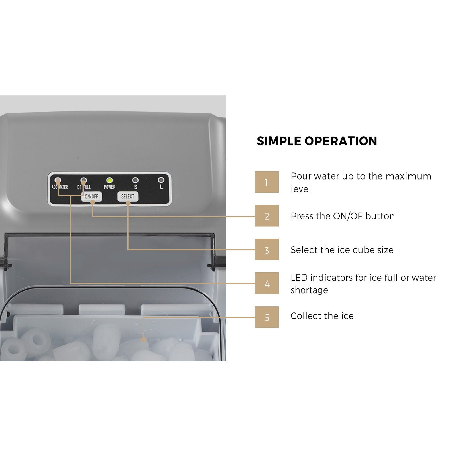Vevare Portable Ice Maker Machine Ice Cube Tray 12kg Bar Countertop - Sunyee