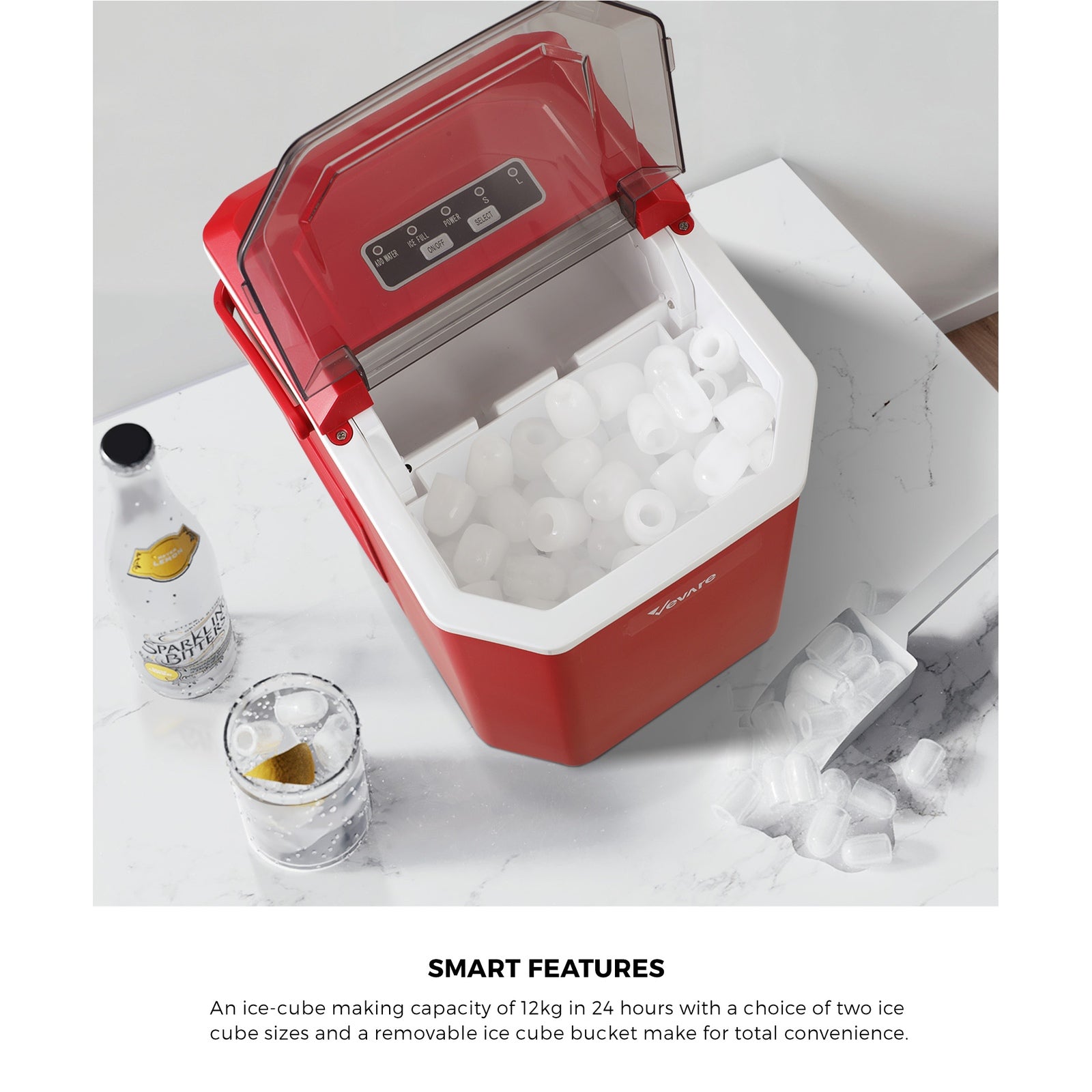 Vevare Portable Ice Maker Machine Ice Cube Tray With Handle 12kg Bar Home - Sunyee