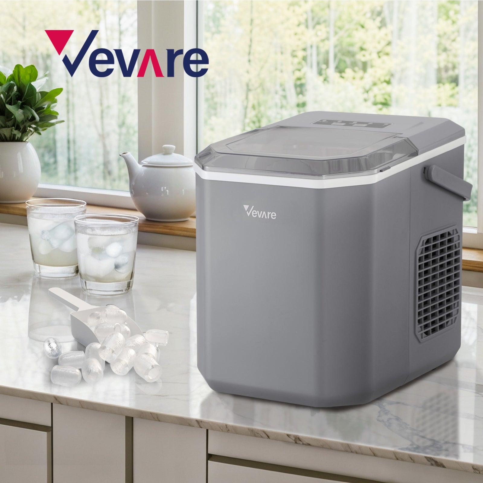 Vevare Portable Ice Maker Machine Ice Cube Tray With Handle 12kg Bar Home - Sunyee