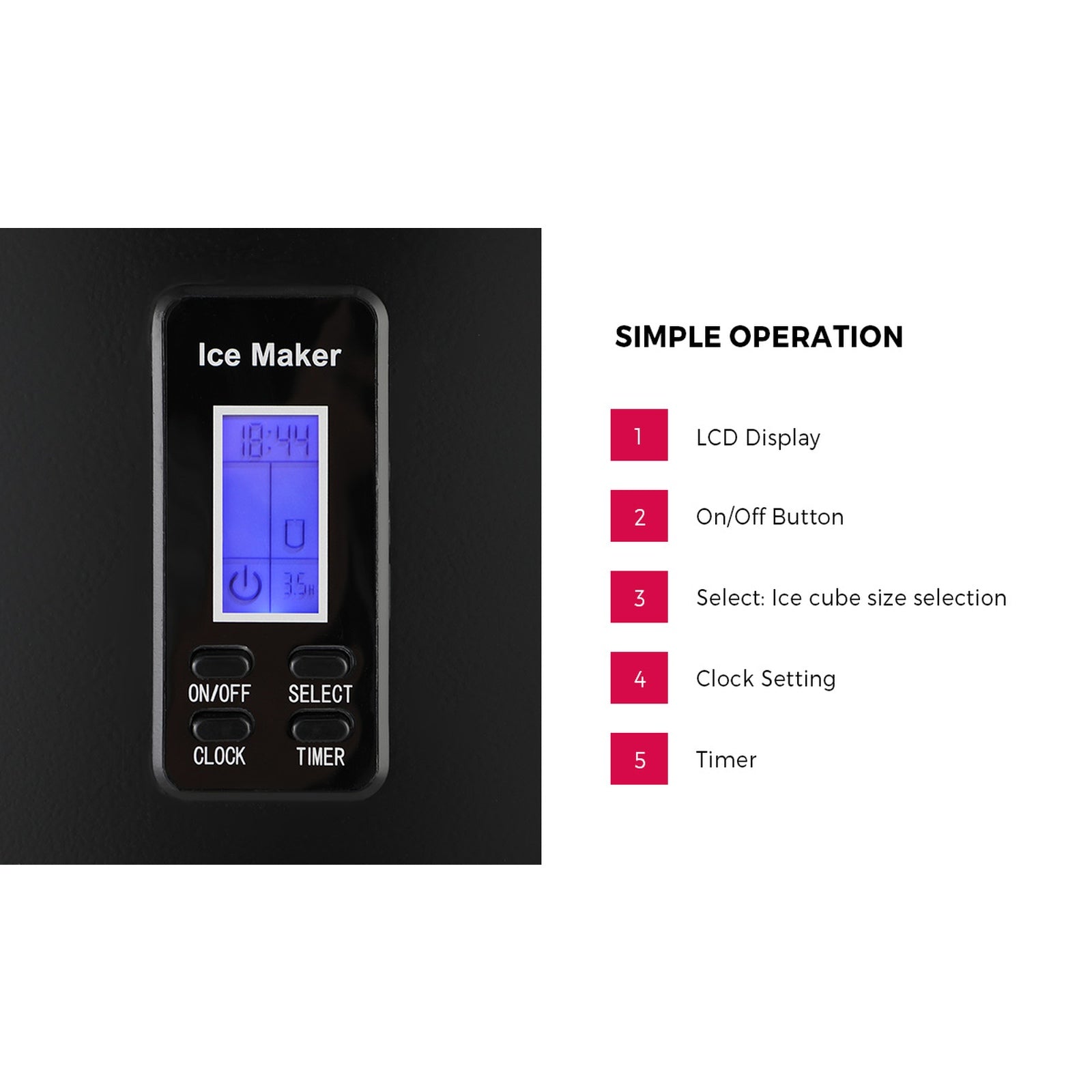 Vevare 3L Portable Ice Maker Machine 15kg Ice Cube Tray Bar Countertop Black - Sunyee