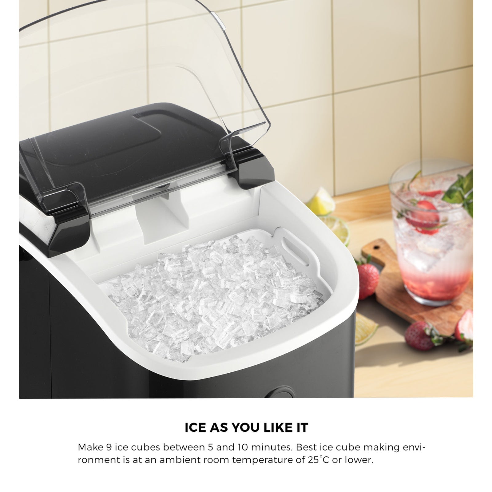 Vevare Nugget Ice Maker Portable Machine 15kg Ice Cube Tray Bar Countertop Black - Sunyee