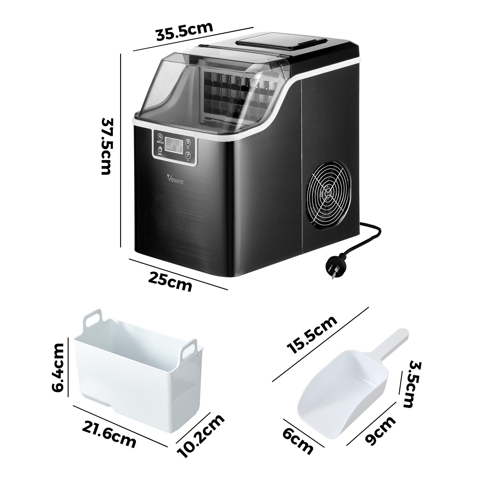 Vevare 3.2L Ice Maker Machine Portable Ice Cube Tray Bar Countertop Stainless - Sunyee
