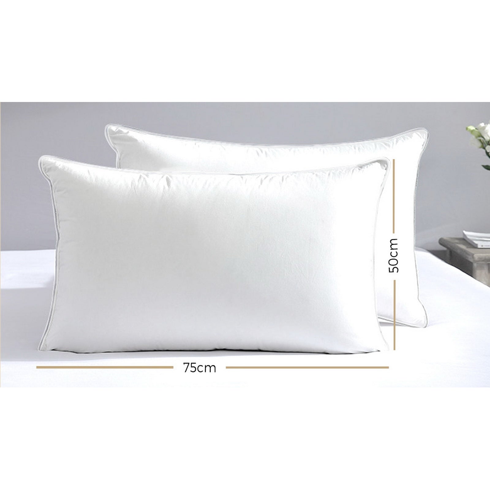 Bedra Bedding Pillow Duck Feather Down Pillows Twin Pack Standard Size Hotel - Sunyee
