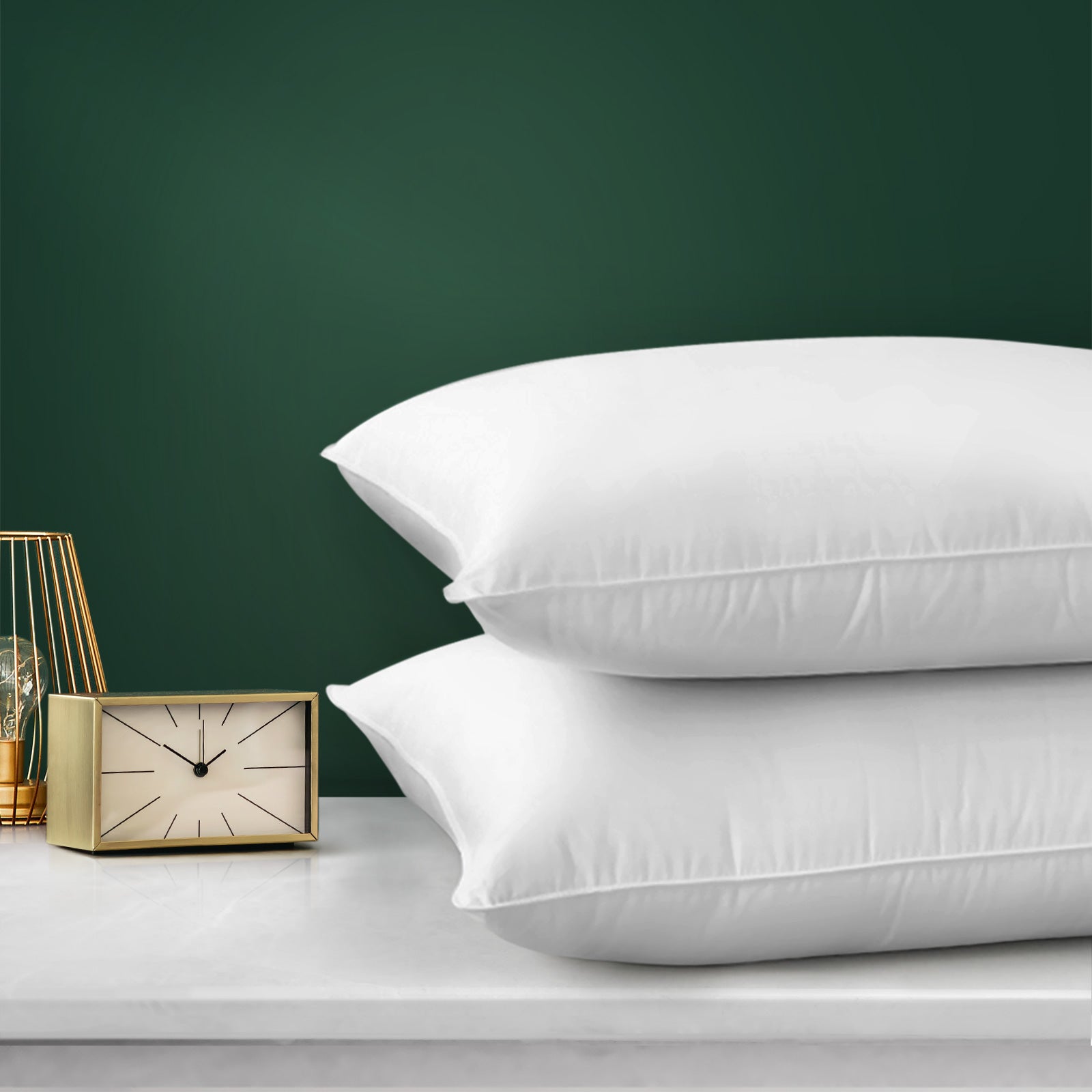 Bedra Bedding Pillow Goose Feather Down Pillows Twin Pack Standard Size Hotel - Sunyee