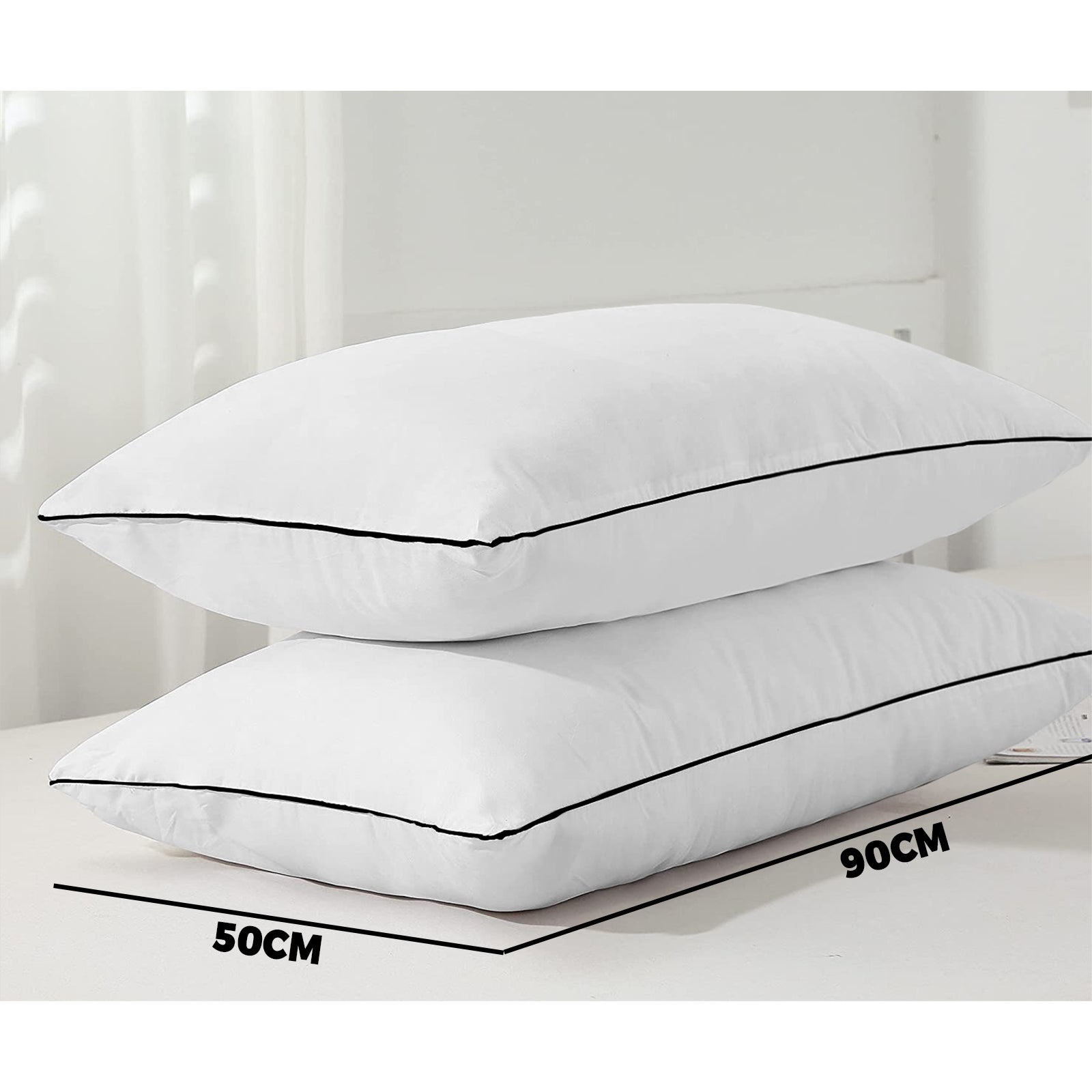 Bedra Microfibre Pillow Hotel Cotton Cover Home Soft Quality Luxury 4pcs 50 x 90cm - Sunyee