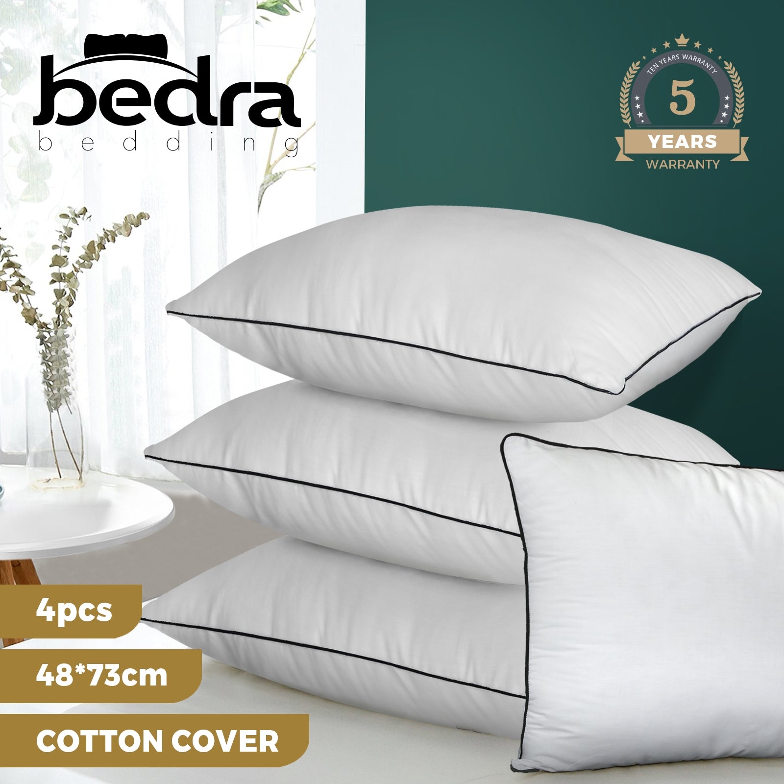 Bedra Microfibre Pillow Hotel Cotton Cover Home Soft Quality Luxury 4pcs - Sunyee